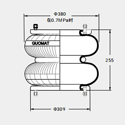 Zawieszenie przemysłowe Sprężyny pneumatyczne 2H350255 Gumowe amortyzatory pneumatyczne Podwójnie zwinięte 14 szt. Śrub M10